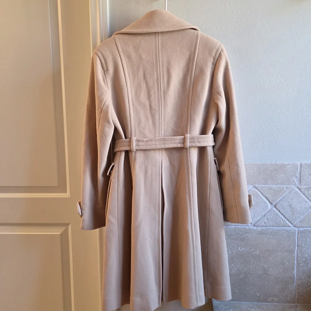 DKNYC Vintage Camel Wool Coat Belted Pockets Old Money Quiet Luxury Minimalist 6 - Picture 6 of 9